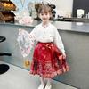 Conjunto Hanfu para Meninas com Saia de Rosto de Cavalo 2026 Novo Estilo Chinês Bordado Tang Suit Conjunto de Duas Peças para Meninas
