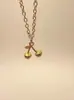 Collar Moda Casual Accesorios Cadena Molida de Acero Inoxidable Collar con Elemento de Cereza Oro Colgante Femenino Accesorios DIY Hombre