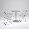 Mesa Redonda Pequena Simples Estilo Industrial de Luxo Conjunto de Mesa e Cadeira de Aço Inoxidável para Bar de Internet Celebridade Comercial Lazer Loja de Chá com Leite Café