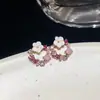 Brincos de Guirlanda de Flor de Pérola Frescos e Doces, Brincos de Design Dopamina Únicos, Acessórios de Orelha Estilo Feriado Modernos e Versáteis