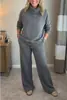 Conjunto de Duas Peças Feminino 2025 Europeu e Americano Transfronteiriço Novo Outono e Inverno Moletom Cor Sólida Gola Alta Casual Elegante para o Trabalho
