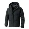 Chaqueta de algodón cálida corta de color liso con capucha, ajuste holgado, talla grande para hombre, nueva de invierno, transfronteriza