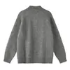 Cuello alto medio, estilo old money, medio abotonado, suéter de punto grueso, unisex de otoño, estilo fresco y relajado, tejido pullover