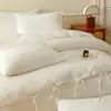 Juego de cuatro piezas estilo hotel Clase A 100% algodón sin teñir tie-dye, juego de ropa de cama estilo casa de campo 100% algodón blanco sin teñir jacquard simple