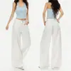 Pantalones Anchos de Lyocell de Bambú, Tres Pruebas, Sueltos, Sin Estirar, Pierna Ancha, Frescos, Transpirables, Cómodos, Textura de Bambú, Pantalones Blancos de Pierna Ancha para Verano