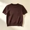 Suéter de Punto Trenzado para Mujer, Manga Corta, Nuevo Estilo Primavera/Verano 2026, Jersey de Cuello Redondo, Bordado de Pony, Top de Color Sólido, Fuente Directa