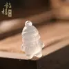 Collar de Calcedonia Blanca Natural de Alta Calidad con Colgante 3D de Ciervo, Gato y Mariposa de Ágata, Mismo Estilo que en Xiaohongshu, Colgante de Jade