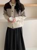 Cárdigan de punto a rayas de colores contrastantes de estilo coreano para mujer, chaqueta de suéter de estilo retro holgado de otoño e invierno a la moda que combina con todo.