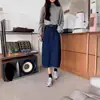 Saia Jeans Saia Feminina de Comprimento Médio 2024 Nova de Verão Estilo Coreano Cintura Alta Saia Evasê Pequena Vintage