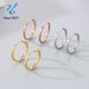 Brincos Redondos Galvanizados 18K Transfronteiriços Design de Nicho Versátil Japonês e Coreano Brincos de Mola de Aço Inoxidável 304 para Homens e Mulheres