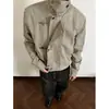Chaqueta de solapa con hebilla de avión desgastada estilo americano para hombres y mujeres, adecuada para primavera y otoño, abrigo casual de trabajo vintage retro americano