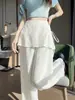 Pantalones Culotte de Lino Falso de Dos Piezas Verano 2026 Nuevos Pantalones de Pierna Ancha de Lino Tencel Ligeros Transpirables Casuales