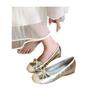 Versión con Aumento de Altura Interior ~ Zapatos de Lazo Bajo Estilo Hada Francés para Mujer Primavera y Otoño Suela Suave Combinación de Colores Zapatos Estilo Chanel Pequeño