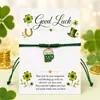 Calle. Pulsera de la Suerte para el Día de San Patricio Trébol de Cuatro Hojas Colgante de Aleación de Buena Suerte Pulsera Ajustable