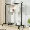 Perchero simple de doble barra, perchero móvil de interior de pie, estante de almacenamiento de ropa para dormitorio en casa