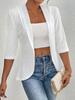 Cardigan Hueco Elegante de Mujer Estilo Nuevo Europeo y Americano Color Sólido Manga Media Bordado de Ojales Chaqueta de Moda