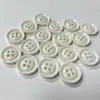 Botones de Cuatro Agujeros con Ranura para Hilo en Stock, Botones Blancos Brillantes para Abrigos de Traje, Botones de Resina para Traje, Suéter, Abrigo
