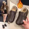 Zapatos Birkenstock sin cordones totalmente aislados 2026, nuevos mocasines versátiles de invierno con hebilla de cinturón, zapatos de mujer de suela blanda