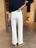 A primavera não está atrasada~ Estilo de calça super incrível! Jeans micro flare de cintura alta para mulheres no outono, azul retrô, emagrecedor, modelador do corpo, para o trabalho, calça boca de sino