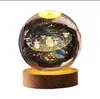 Bola de Cristal Luminosa Cielo Estrellado Grabado 3D Creativo que Cambia de Color con Luz Enchufable, Decoración de Mesita de Noche para Dormitorio, Luz Nocturna Ambiental