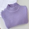 [em estoque] Coreia do Sul meninas camisola grossa outono einverno novo semi-alta colarinho base camisa bebê ocidental branco