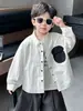 Camisa Bordada con Letras para Niños de Primavera y Otoño, Estilo Coreano, Camisa Casual Elegante y Versátil para Niños, Ropa de Moda para Niños Pequeños