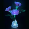 Lâmpada de Rosa Luminosa de Três Cabeças Alimentada por Energia Solar Transfronteiriça Decoração Artificial Externa Lâmpada para Jardim Pátio Gramado