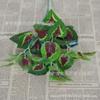 7 Garfos cola Folha de rosa verde flor artificial planta verde arranjo de flores em vaso pequeno decoração folha de simulação parede de planta parede de planta verde materiais de combinação