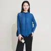 Nova Camisa Plissada para Mulheres, Solta, Justa, Versátil, de Alta Qualidade, Estilo Preguiçoso, Blusa de Manga Longa, Cardigã, Roupa Leve para Proteção Solar