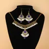 Conjunto de Collar y Pendientes con Borla de Perlas y Pedrería para Mujer Estilo Bohemio Retro Étnico Joyería Accesorios de Moda Europeos Americanos