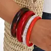 Pulsera de Borde Ancho con Superficie de Espejo de Venta Caliente Transfronteriza Europea y Americana, Pulsera Brillante Exagerada Personalizada, Pulsera de Resina Acrílica