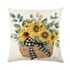 Funda de Almohada Vintage de Girasol de Amazon para Funda de Cojín de Sofá para el Hogar (No incluye inserción) Funda de Almohada Lumbar para Cama de Dormitorio Transfronteriza