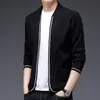 Cárdigan de Punto para Hombre, Suéter de Primavera y Otoño, Top Casual de Moda Ajustado con Cuello Alto Estilo Coreano para Hombre, Chaqueta de Punto para Hombre