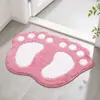 Alfombrilla de Piso Estilo Huella de Pie de Dibujos Animados Baño Inodoro Absorción de Agua Antideslizante Aislamiento Frío Almohadilla para Pies Alfombrilla de Entrada