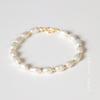 Pulseira de Pérolas Naturais de Água Doce Estilo Luxo Leve para Namoradas Prata 925 Banhada a Ouro Contas de Ouro 14K Pulseira de Presente de Aniversário para Namorada