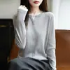 Camiseta de cuello redondo con bloques de color, estilo dos piezas falsas, para Otoño e Invierno, nuevo tejido de punto peinado para mujer, jersey de punto de manga larga