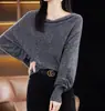 Nuevo suéter de cachemira para mujer estilo otoño e invierno con cuello de solapa y mangas murciélago, jersey de punto de corte holgado con un diseño elegante