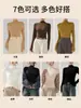 Camisa base modal personalizada para mujer, adecuada para otoño e invierno, se puede usar como capa interior o sola, con cuello semi-alto, corte ajustado, cálida, cuello medio, top de manga larga