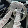 Accesorios de Diamante Corazón de Alta Elasticidad, Mangas de Hielo Florales Pequeñas para Mujer, Frescura de Seda de Hielo, Mangas Elegantes y Femeninas para Proteger del Sol al Conducir, Ligeras y Delgadas