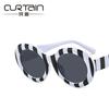 Óculos de Sol Kedun Listrados Zebra Oval Modelo Novo 2021 Mesmo Estilo de Zhou Yangqing Celebridade da Internet Estilo de Rua Personalidade Óculos de Sol Hip-Hop Feminino