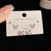 Moda Coreana e Japonesa Simples e Compacto Conjunto Completo de Brincos de Borboleta e Gato com Pedras Brilhantes Versátil para o Dia a Dia Brincos Super Brilhantes Venda por Atacado