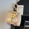 Bolso de Mano Tejido de Gran Capacidad Estilo Coreano para Mujer, Nuevo Bolso de Paja Versátil Floral de Verano para Commute para Niñas