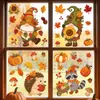Pegatinas de Ventana de Gnomo de Dibujos Animados de Nuevo Otoño Transfronterizas, Pegatinas Estáticas de Vidrio de Erizo Lindo y Mapache, Pegatinas Estáticas de Acción de Gracias