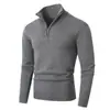 Comércio Exterior 2025 Novo Outono e Inverno Veludo Masculino Tamanho Grande Zíper Gola Alta Pulôver Tricot Masculino Tricot de Manga Comprida