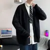 Cárdigan de Punto Básico JK para Hombre de Primavera y Otoño, Versátil Casual de Color Sólido Estilo Japonés Estudiante Top de Punto de Longitud Media