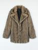 Casaco Feminino Novo Estilo Outono e Inverno Europeu e Americano Estampa de Leopardo de Pele Casaco Longo com Gola de Terno Pele Sintética de Raposa F0869