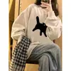 Moletom gola careca tamanho grande feminino o2025 primavera e outono com veludo interno jaqueta de outono precoce cinza retrô ve novo estilo americano