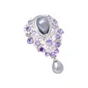 Elegante Broche de Lujo Estilo Francés con Colgante de Perla de Concha de Alto Brillo, Exquisito Broche de Alta Gama Adornado con Pedrería, Accesorio para Abrigo