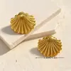 Brincos estilo tribunal francês em formato de flor de quatro pétalas fosca com cravação exagerada de turquesa africana, combinação de design de alta qualidade