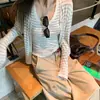 Cárdigan de punto drapeado y agradable para la piel de seda de morera y lana de oveja para mujer, top ligero de primavera/verano con protección solar